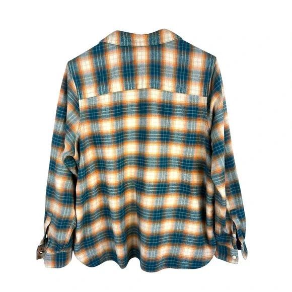 Pendleton Madison Double Brushed Flannel Blue Orange Button Shirt Womens Sz XL - Picture 3 of 6